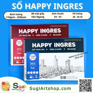 Sổ happy canson ingres vân ngang truyền thống 110gsm / 220gsm
