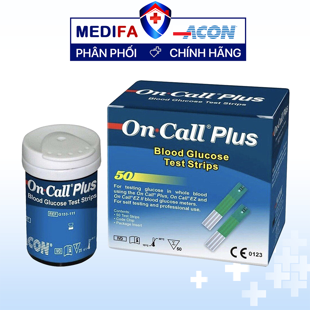 Hộp 25/50 que thử đường huyết On-Call Plus Acon Biotech Mỹ chính hãng, an toàn