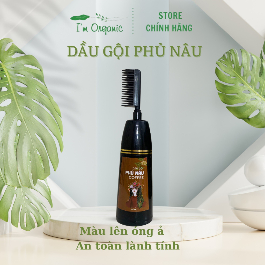 Dầu Gội Phủ Nâu Cà Phê có kèm lược, Dầu Gội Phủ Bạc từ thảo dược từ thiên nhiên an toàn lành tính Organic