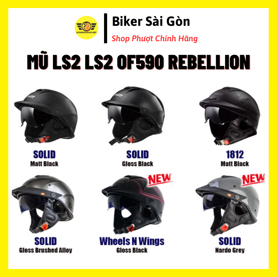 MŨ BẢO HIỂM NỬA ĐẦU LS2 HH590 REBELLION - Biker Sài Gòn