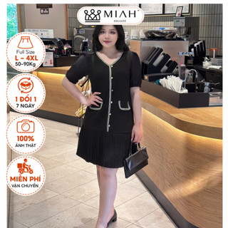 Đầm bigsize nữ thiết kế Louisa chất tuyết mưa phối ren mát mẻ tay ngắn đi tiệc đi chơi MIAH BIGSIZE
