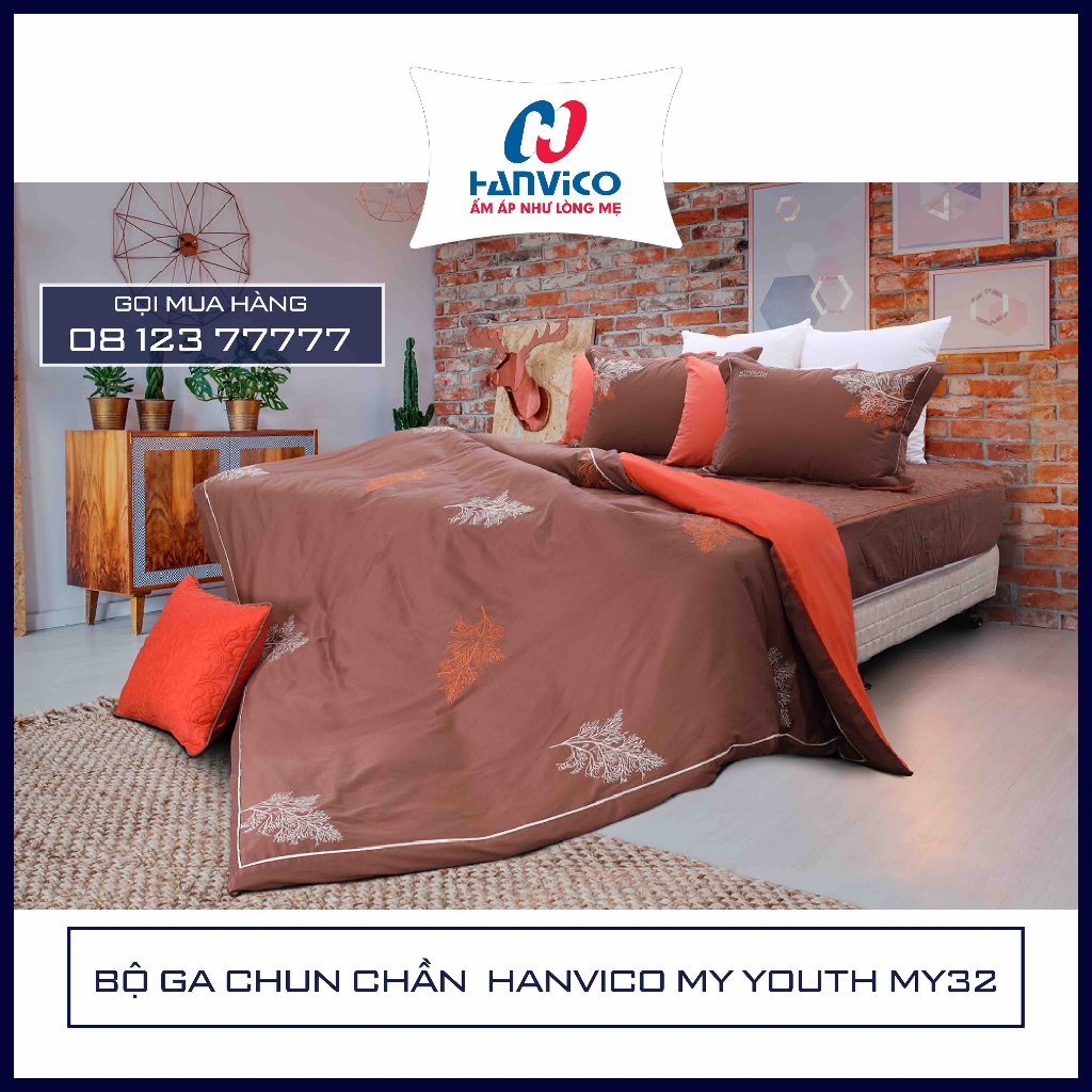 XẢ HÀNG THANH LÝ - SP TRƯNG BÀY - BỘ CHĂN GA GỐI (ga chun chần) HANVICO MY YOUTH - MY32 - HÀNG CHÍNH HÃNG