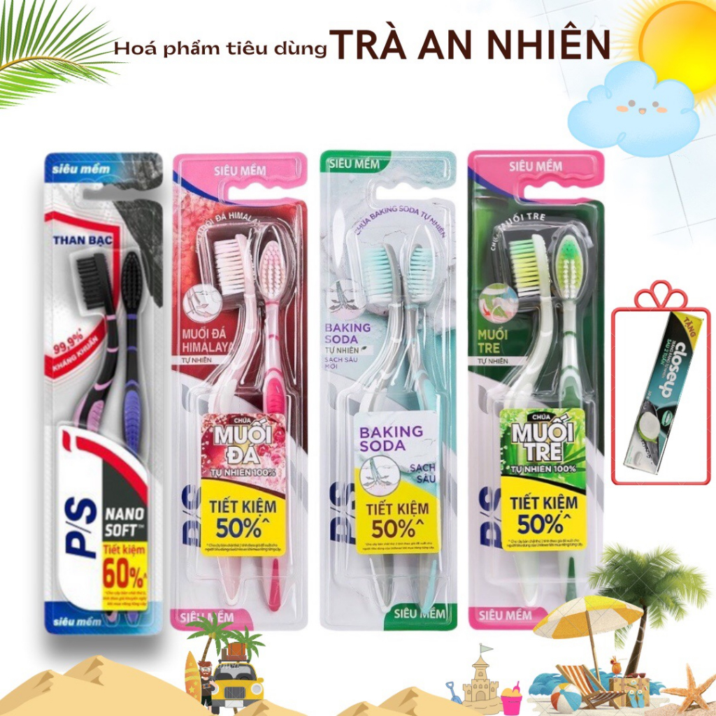 Combo 2 Bàn chải đánh răng P/S sạch khuẩn, trắng răng