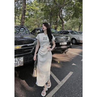Đầm Body Tay Hến Dúm Eo Miu Miu Đính Đá Dáng Dài V4071 - TVXQC