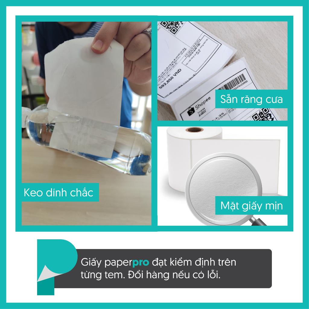 Giấy In Nhiệt paperpro 50x30x25m In tem trà sữa, tem phụ, logo,... Siêu Tiết Kiệm
