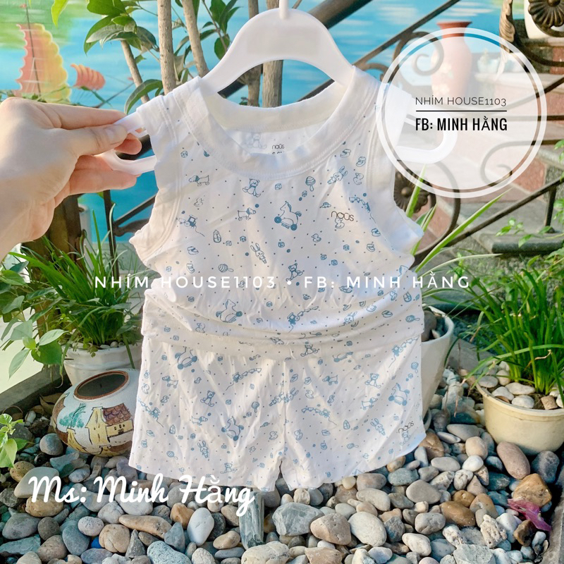 Bộ quần áo ba lỗ nous cho bé trai bé gái chất petit size 6-9m
