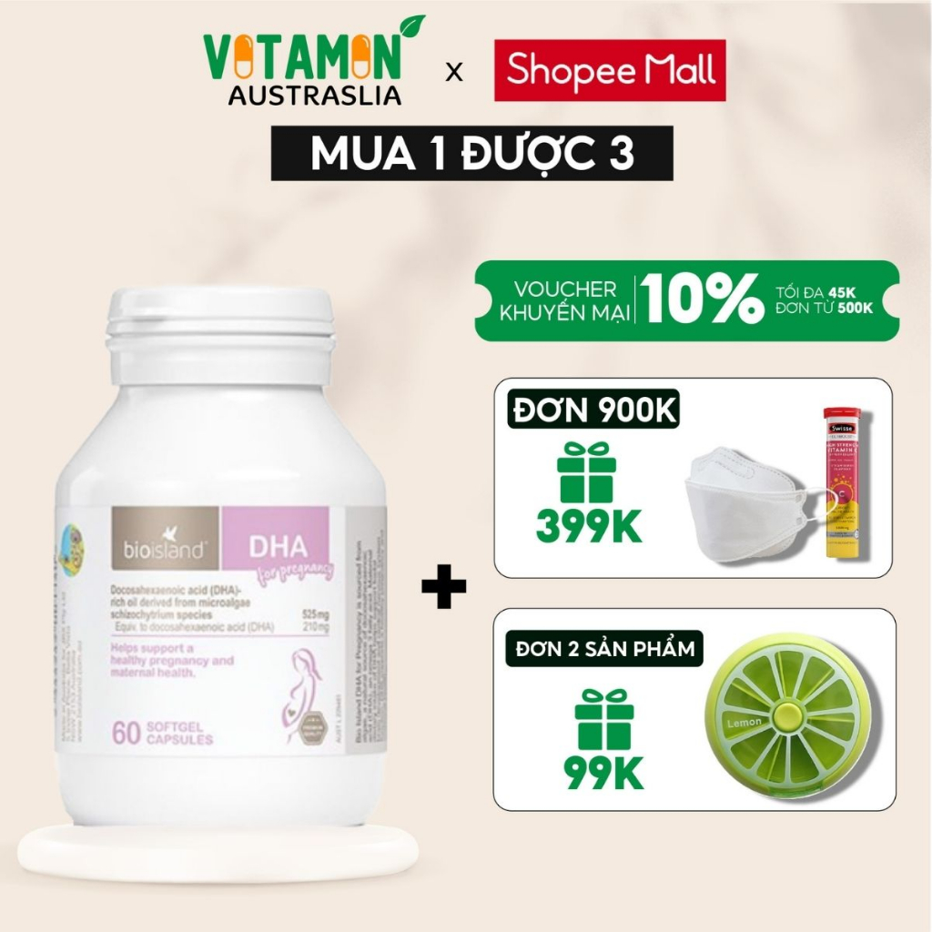 Viên uống Bioisland bổ sung DHA cho mẹ bầu 60 viên
