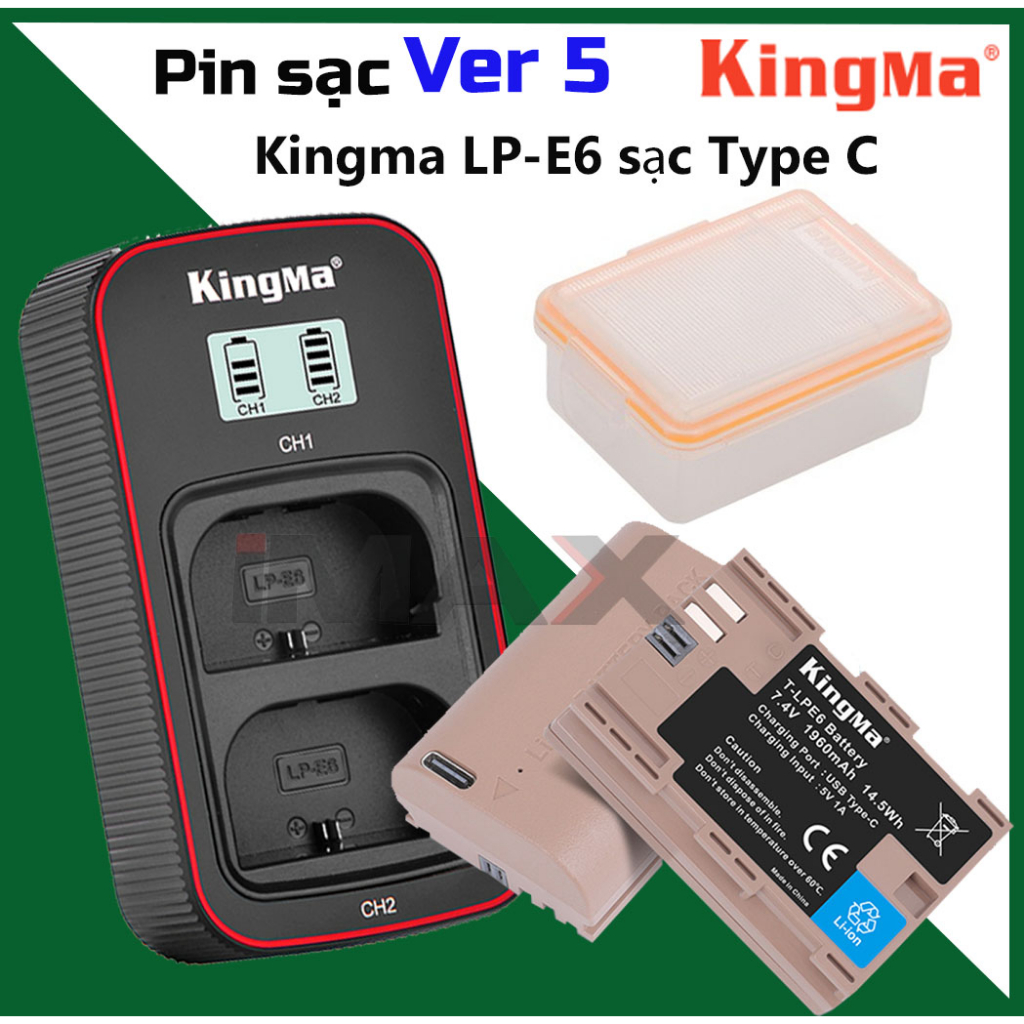 Pin Sạc Kingma Ver 3/ Ver 4/ Ver 5 for Canon LP-E6NH
