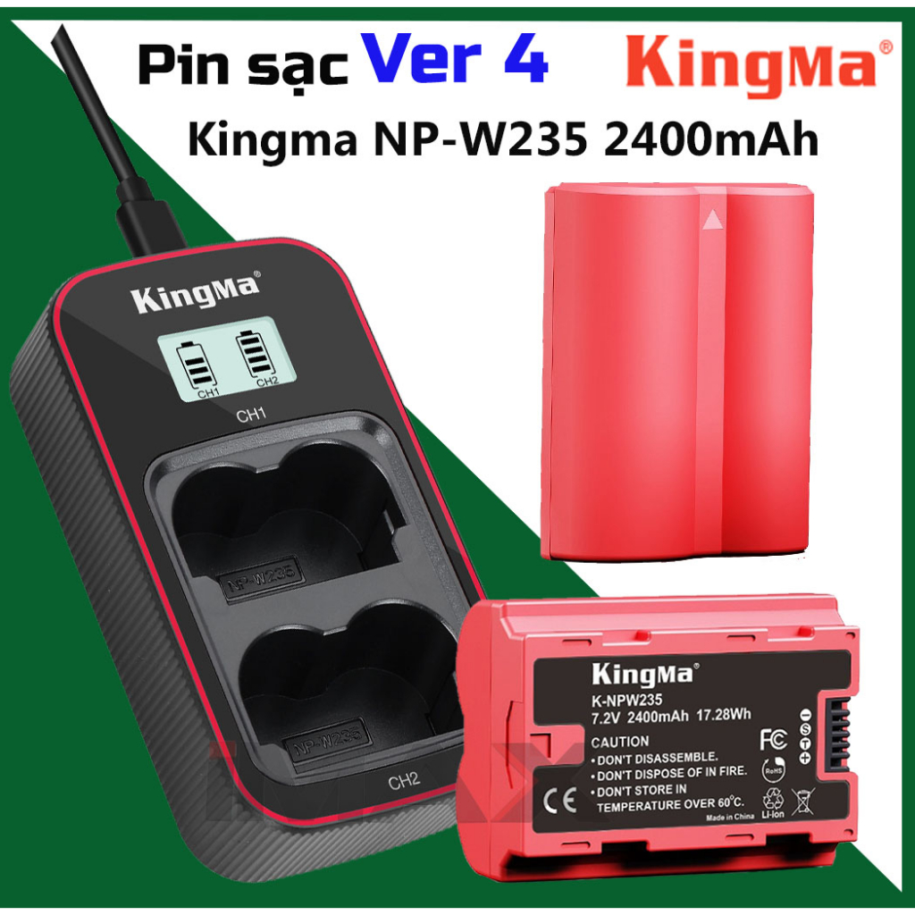 Pin sạc Ver 3/ Ver 4 Kingma cho Fujifilm NP-W235