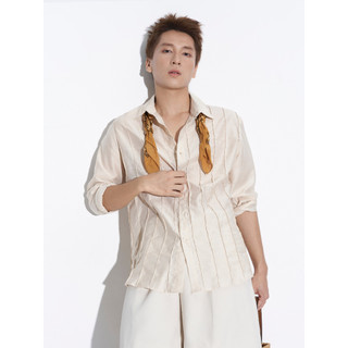 Áo sơ mi nam tay dài thân li chất linen silk rũ nhẹ