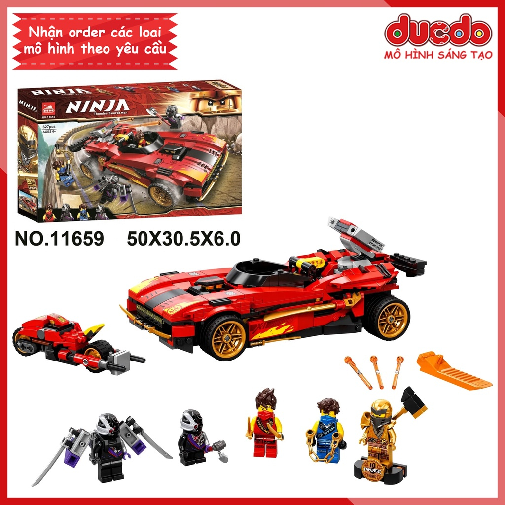LRI 11659 Lắp ghép Ninjago Siêu xe chiến đấu của Kai - Đồ chơi Xếp hình Mô hình Ninja Minifigures Mini 71737 BLA