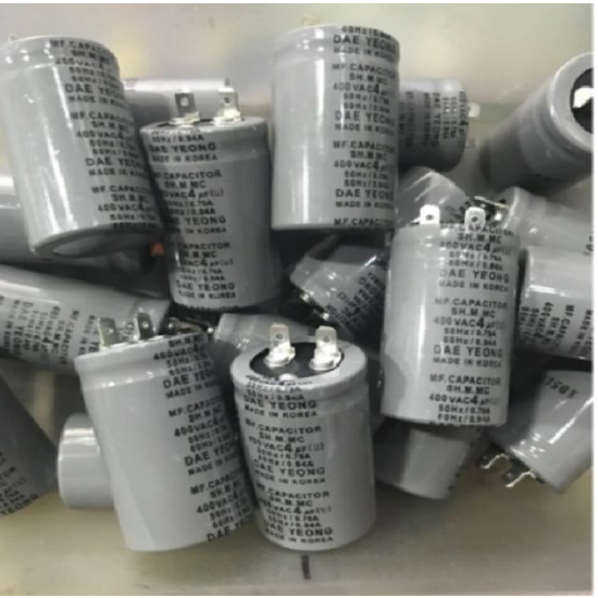 Tụ dầu quạt trần 2,5mF -400V Hàn Quốc, có hàn sẵn dây đồng và luồn gen co, dùng cho các loại quạt trần