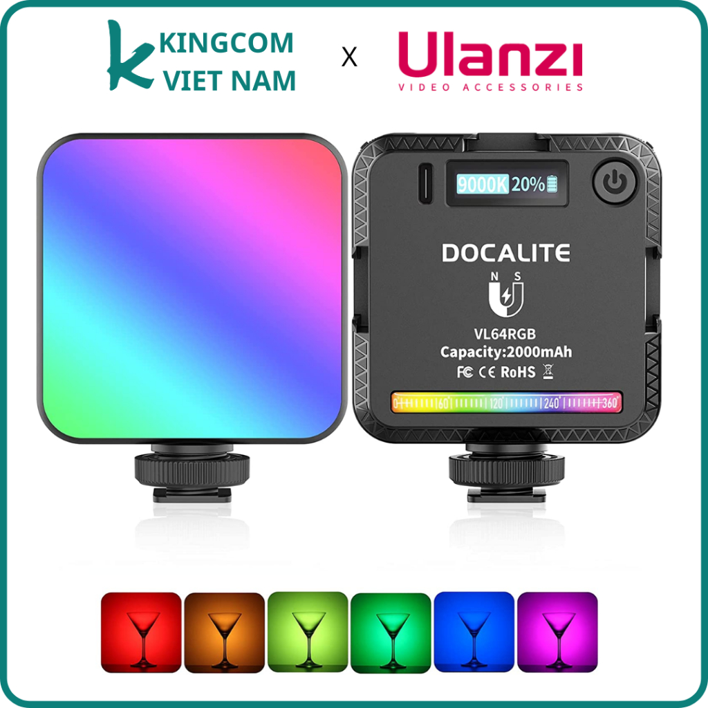 ULANZI DOCALITE VL64 RGB (2500K-9000K) - Đèn LED Đổi Màu RGB Tích Hợp Pin Sạc 2000mAh, Công Suất 6W - Hàng Chính Hãng