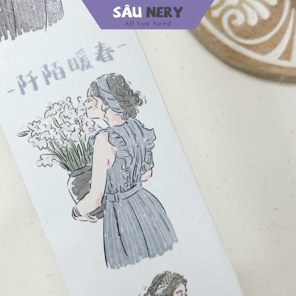 Sâu Nery - Băng dán trang trí Washi tape Mùa xuân ấm áp - Xiyue (100cm)