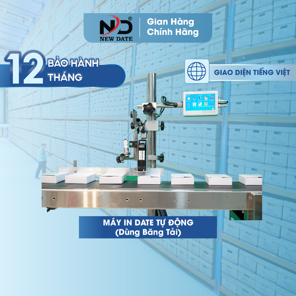 Máy In Date Tự Động NEWDATE P35 - Màn Hình Cảm Ứng 5.0 Inch, Kết Hợp Với Băng Tải, Tốc Độ In Nhanh, Chính Xác Vị Trí