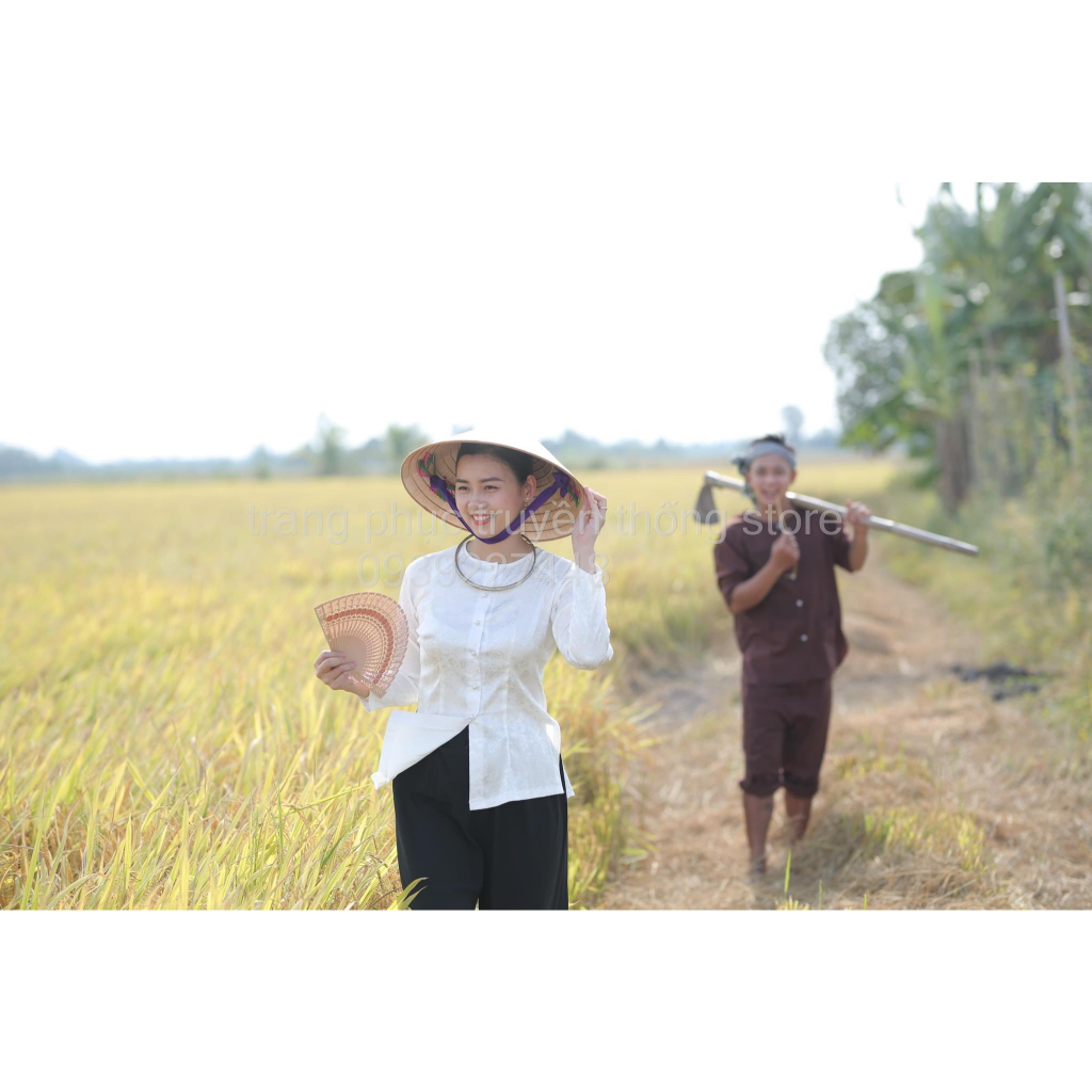 Bộ Áo Bà Ba Gấm Trắng - Có bộ bà ba Bigsize- may sỉ bà ba toàn quốc - May bộ bà ba theo yêu cầu