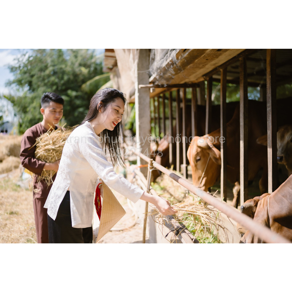 Bộ Áo Bà Ba Gấm Trắng - Có bộ bà ba Bigsize- may sỉ bà ba toàn quốc - May bộ bà ba theo yêu cầu