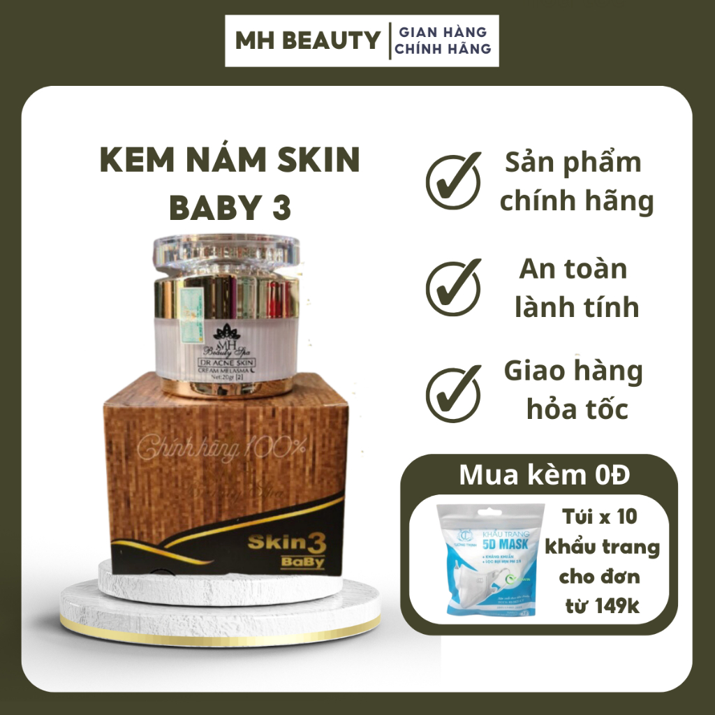 Kem nám Skin 3 Baby MH Beauty Spa trắng da mờ nám giảm thâm mụn - MH BEAUTY