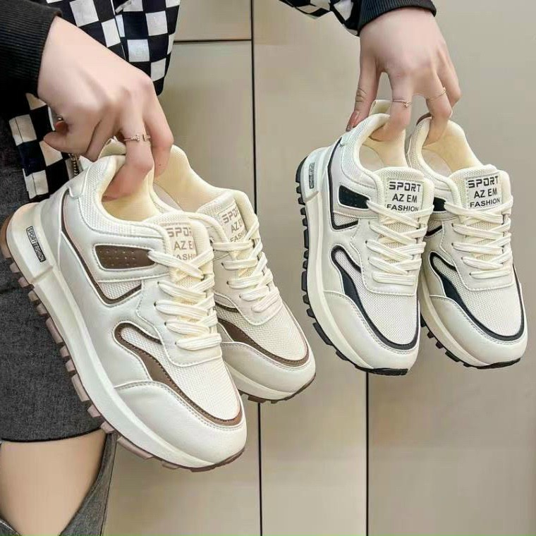Giày thể thao 2 dây đế siêu nhẹ viền nâu, viền xanh, viền đen  👟Freeship extra 👟 Giày Quảng Châu Xịn