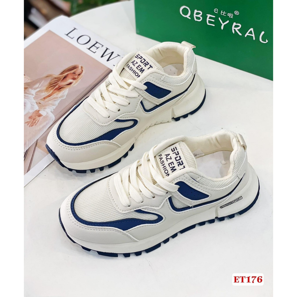 Giày thể thao 2 dây đế siêu nhẹ viền nâu, viền xanh, viền đen  👟Freeship extra 👟 Giày Quảng Châu Xịn