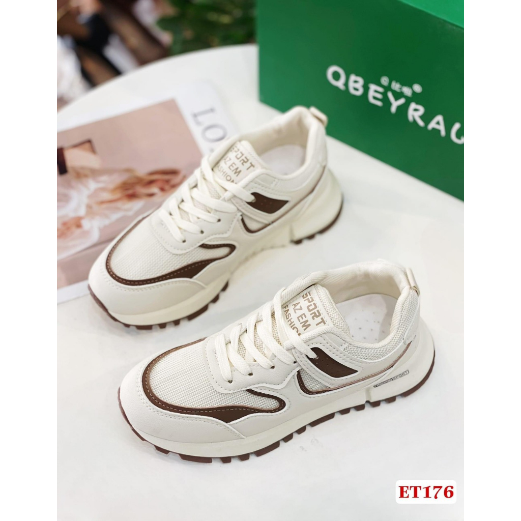 Giày thể thao 2 dây đế siêu nhẹ viền nâu, viền xanh, viền đen  👟Freeship extra 👟 Giày Quảng Châu Xịn