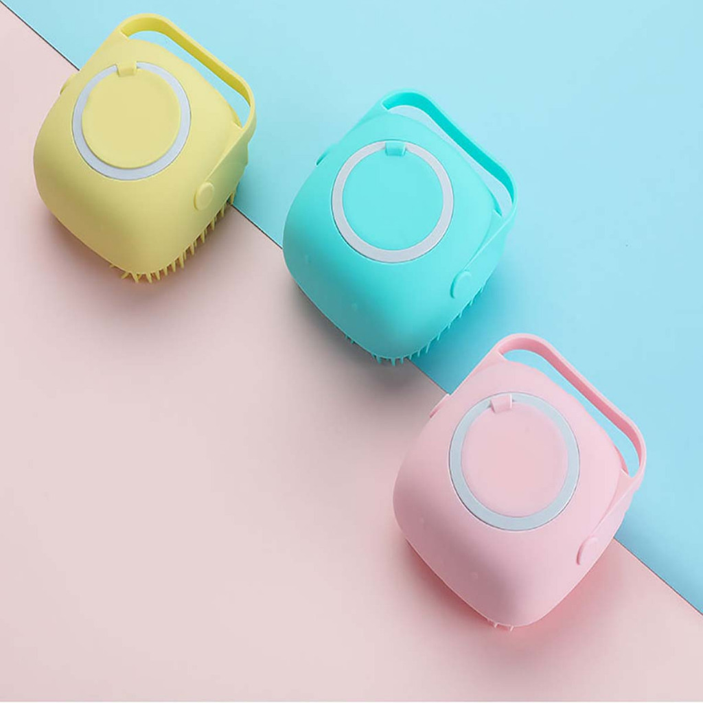 Bàn Chải Tắm Cho Chó Poodle Mèo Thú Cưng Silicon Silicone Cọ Chà Lưng Nhật Bản Massage Tạo Bọt Toàn Thân Pet Lông Mềm