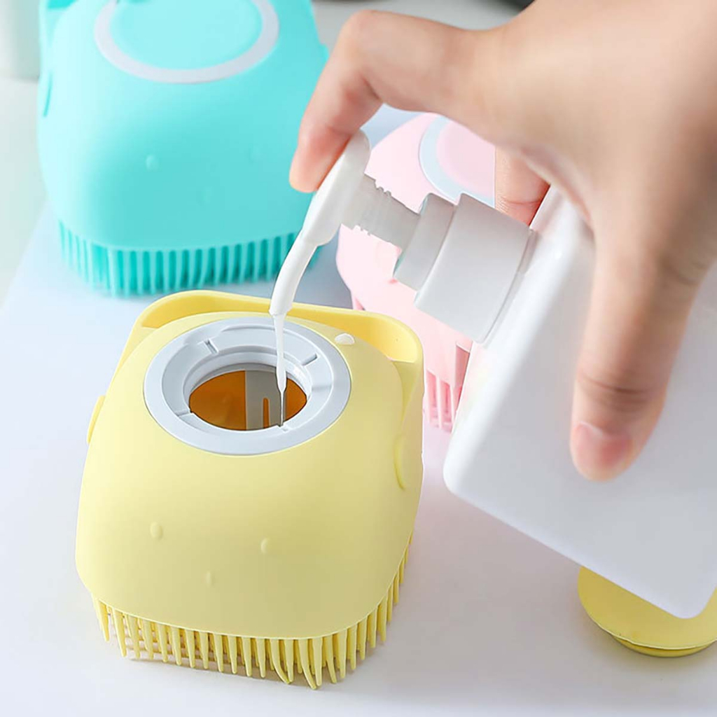 Bàn Chải Tắm Cho Chó Poodle Mèo Thú Cưng Silicon Silicone Cọ Chà Lưng Nhật Bản Massage Tạo Bọt Toàn Thân Pet Lông Mềm