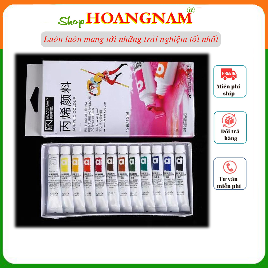 Sét bột vẽ cọ bản 12 màu dùng cho học viên trang trí móng làm đẹp nail Shop hoangnam