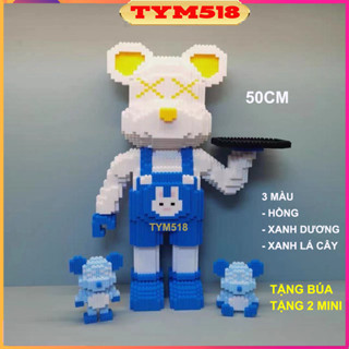 xếp hình Gấu Bearbrick bồi bàn bê khay đồ 50cm Đồ chơi Xếp hình lắp ráp mô hình cỡ lớn bear bricK có tặng búa