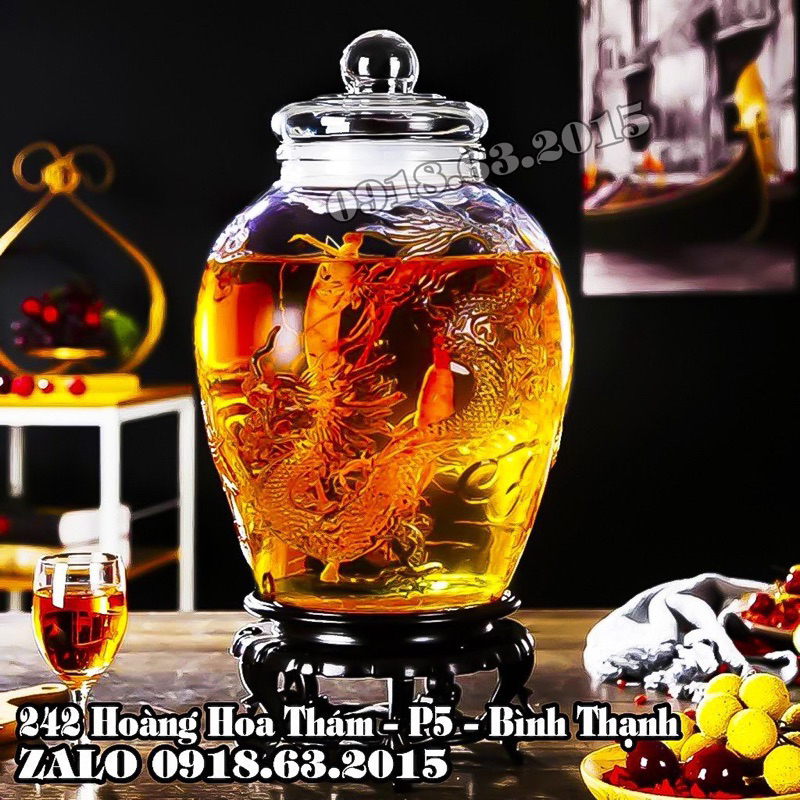 Bình thủy tinh ngâm rượu Long Phụng 8L, 10L ngâm rượu sâm, Đông trùng hạ thảo, Nấm linh chi [ RẺ VÔ ĐỊCH]