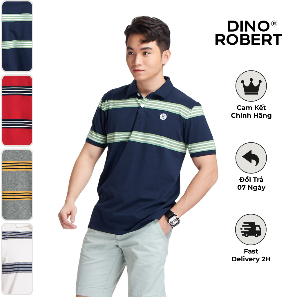 Áo POLO Nam Regular Fit 06259 Sọc Cách Điệu, Chất Vải Cotton Thấm Hút Tốt