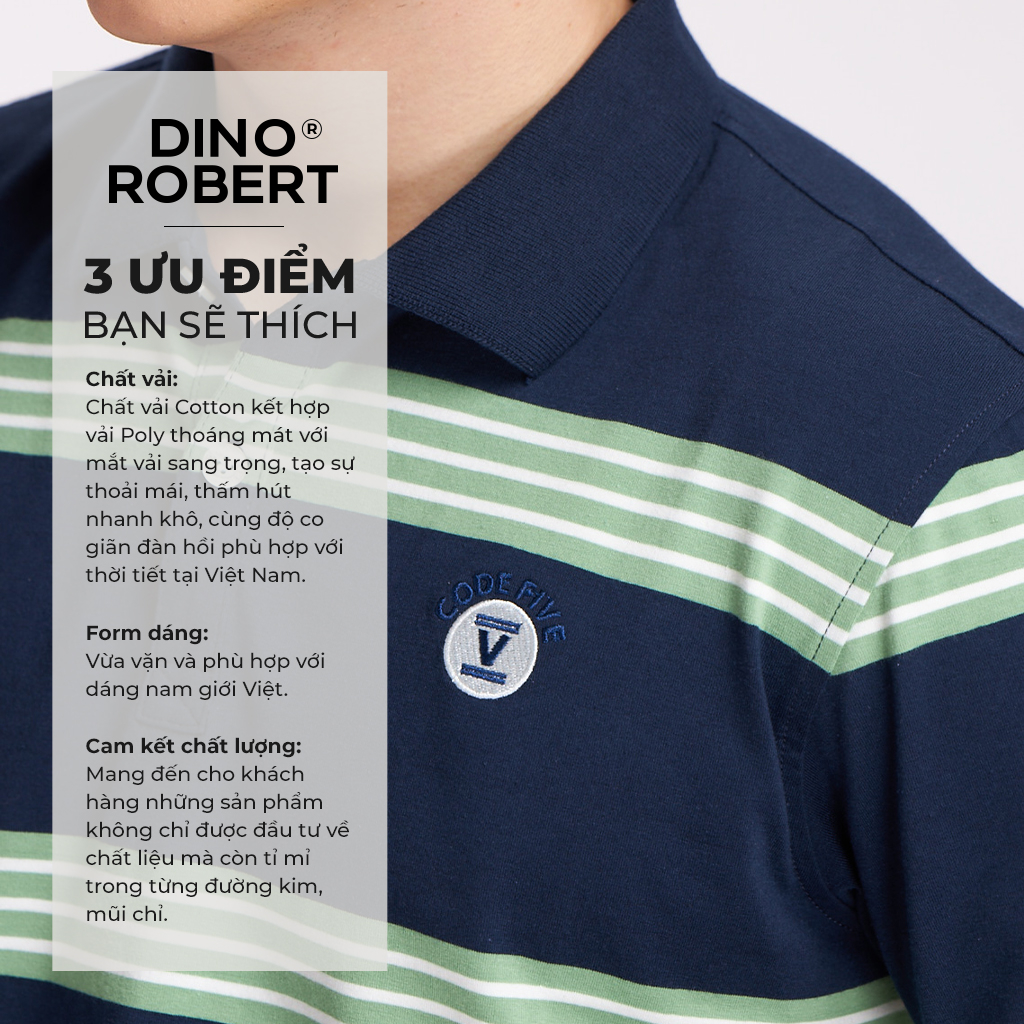 Áo POLO Nam Regular Fit 06259 Sọc Cách Điệu, Chất Vải Cotton Thấm Hút Tốt