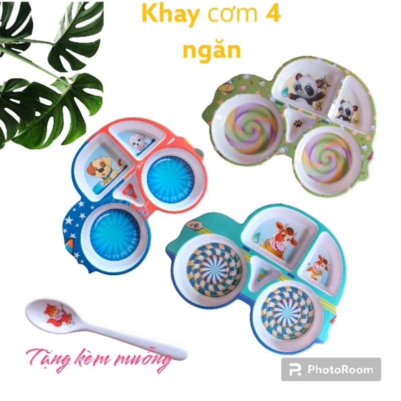 Khay cơm hình xe ngộ nghĩnh nhựa melamin cao cấp VCP - giao màu ngẫu nhiên - tặng kèm muỗng
