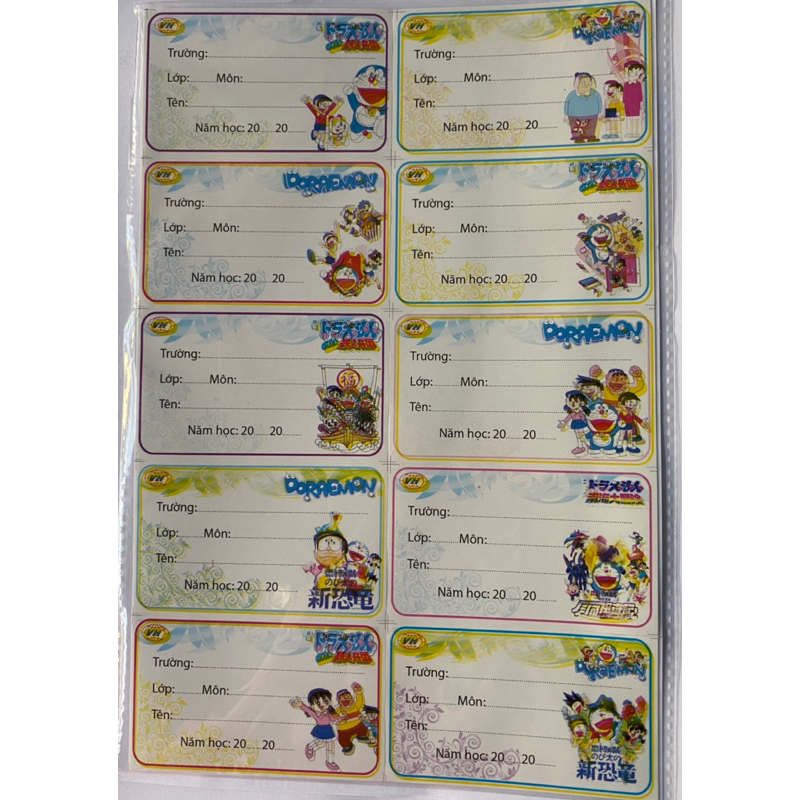 Túi 30 nhãn vở có keo dính sẵn