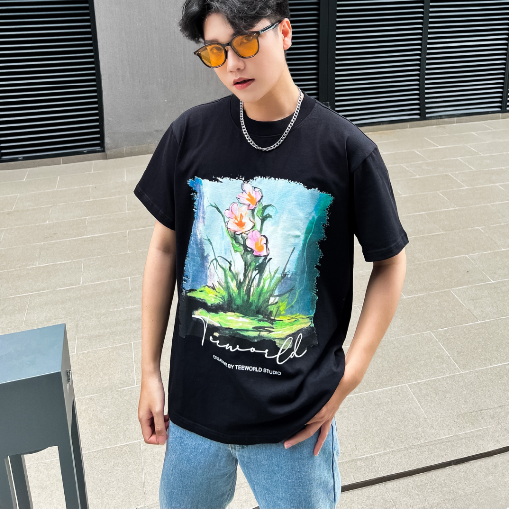 Áo Thun Local Brand Teeworld Flower T-shirt Trắng Đen Nam Nữ Form Rộng Unisex