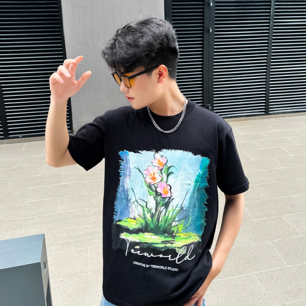 Áo Thun Local Brand Teeworld Flower T-shirt Trắng Đen Nam Nữ Form Rộng Unisex