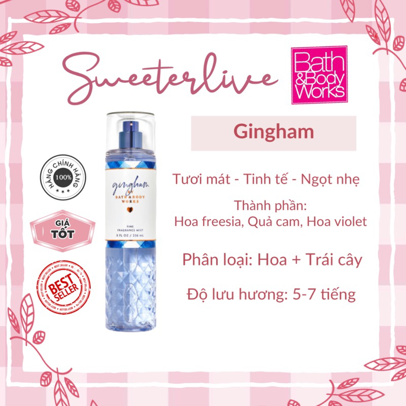 GINGHAM (Bill US) - Bộ Xịt thơm toàn thân BATH & BODY WORKS