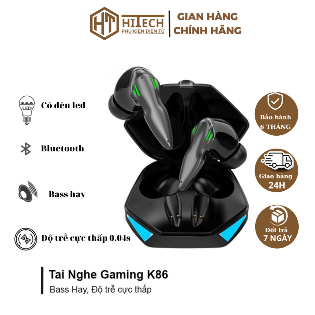 Tai Nghe Gaming Cao Cấp K86, Độ Trễ Cực Thấp, Tích Hợp Đèn Led - HiTech
