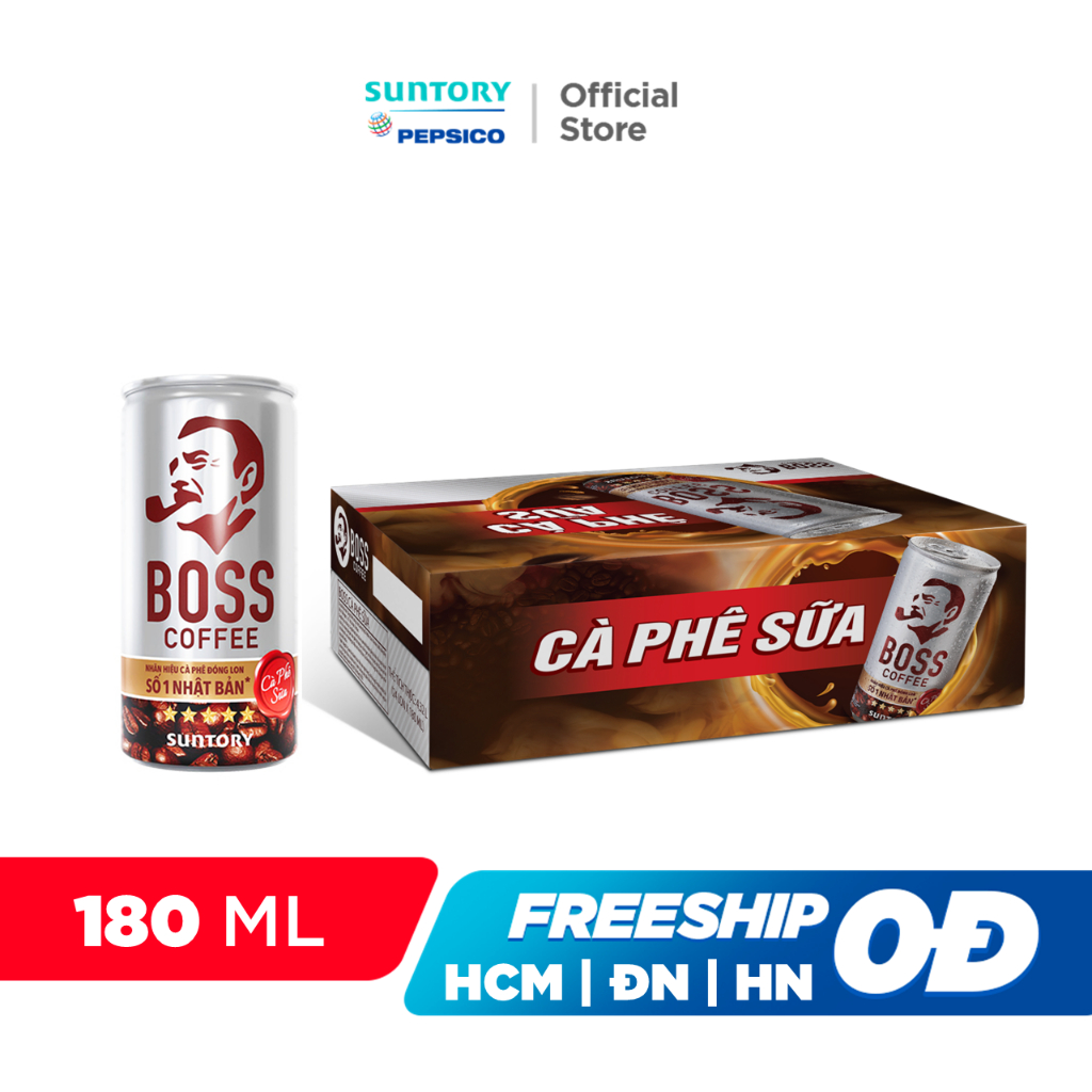 [HỎA TỐC] Thùng 24 Lon Cà phê sữa Boss (180ml/lon)