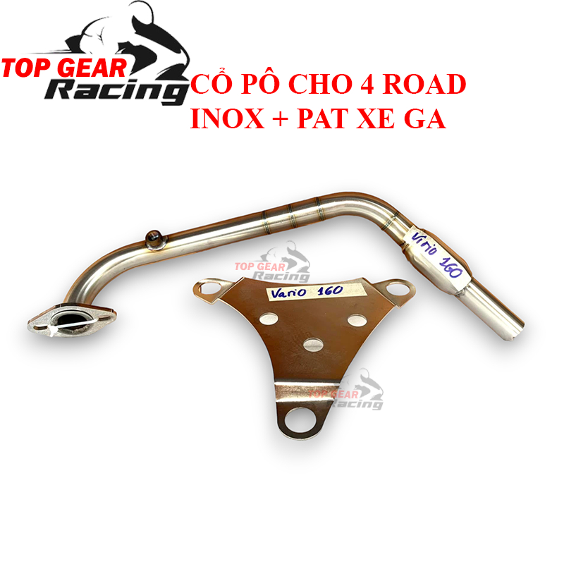 Pô 4 Road Dáng Dài Cho Xe Ga Full Cổ Inox Và Pát Xe Ga