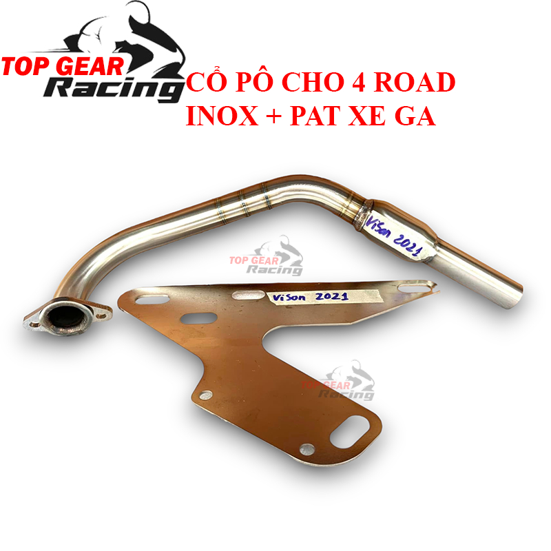 Pô 4 Road Dáng Dài Cho Xe Ga Full Cổ Inox Và Pát Xe Ga