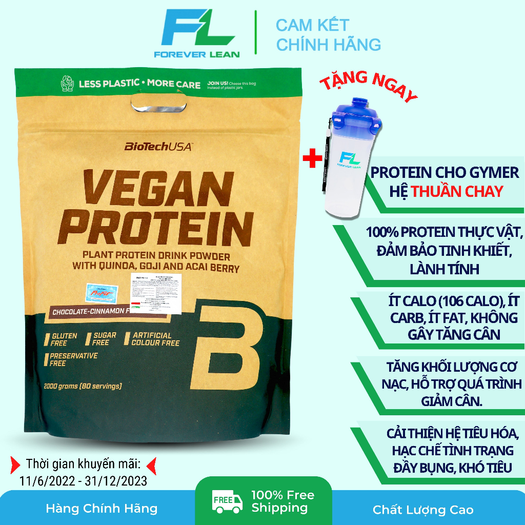 [Chính Hãng] BiotechUSA Vegan Protein - Đạm Thực Vật Thuần Chay, Tinh Khiết