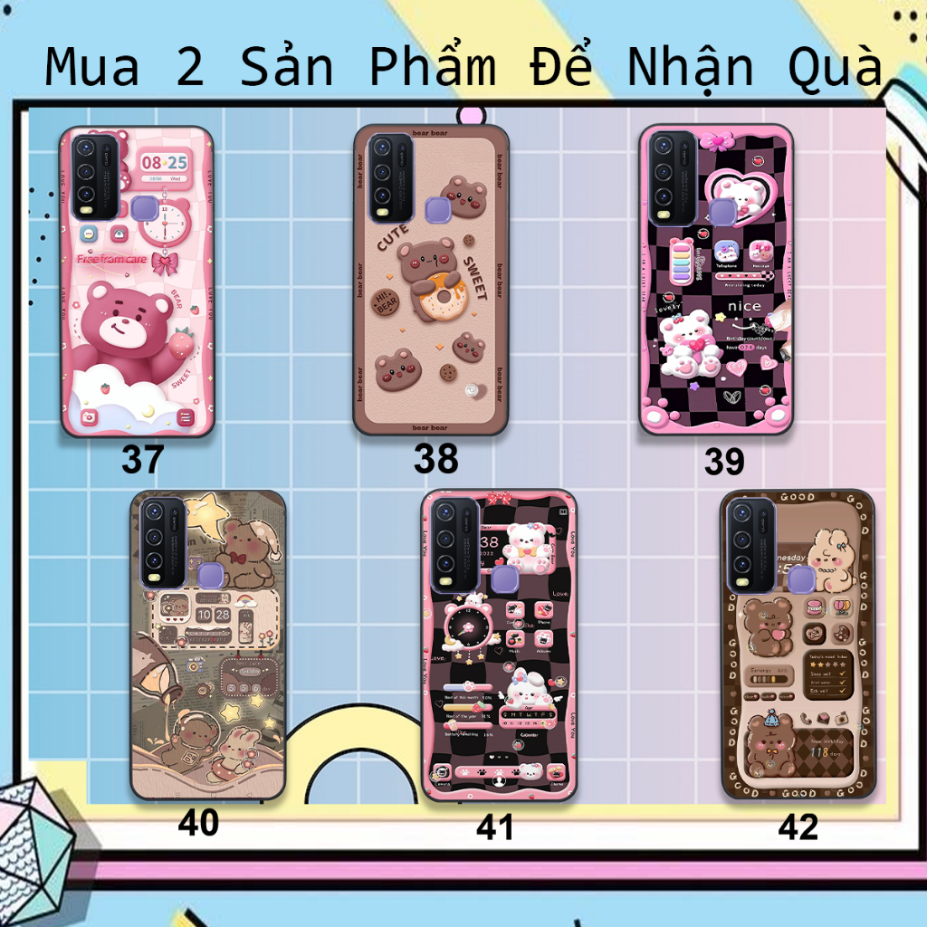 Ốp Vivo Y50 / Y50S / Y30 in hình họa tiết gấu nâu , hồng đáng yêu cute đẹp hot trend