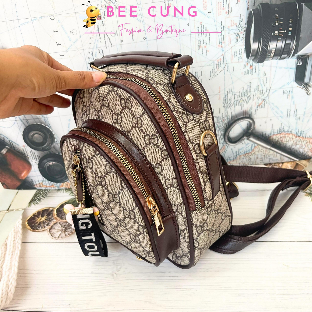 Balo mini nữ, balo mini da B5960  3 ngăn phong cách hàn quốc trẻ trung tặng kèm quà free ship Bee cưng