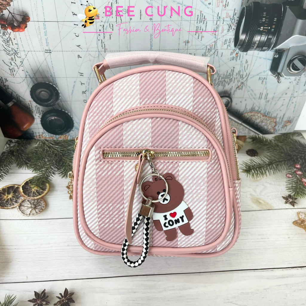 Balo mini nữ, balo mini da B5960  3 ngăn phong cách hàn quốc trẻ trung tặng kèm quà free ship Bee cưng