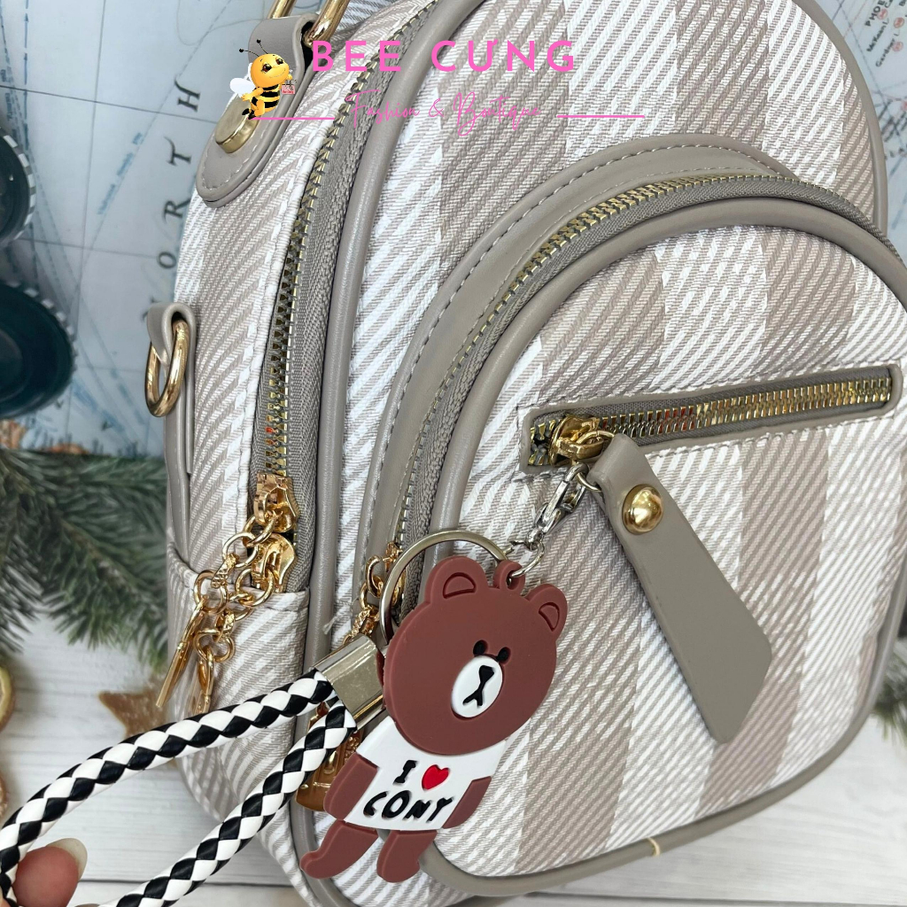 Balo mini nữ, balo mini da B5960  3 ngăn phong cách hàn quốc trẻ trung tặng kèm quà free ship Bee cưng