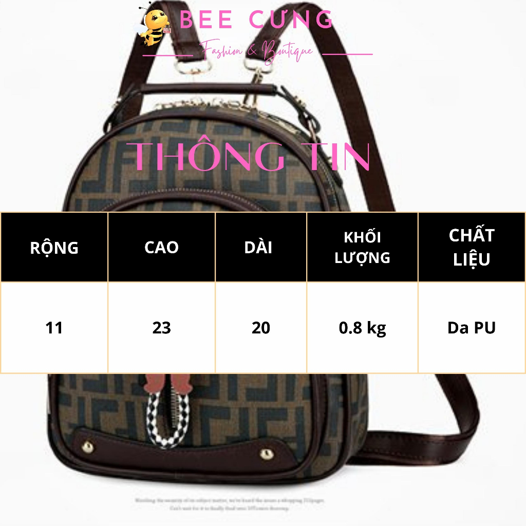 Balo mini nữ, balo mini da B5960  3 ngăn phong cách hàn quốc trẻ trung tặng kèm quà free ship Bee cưng