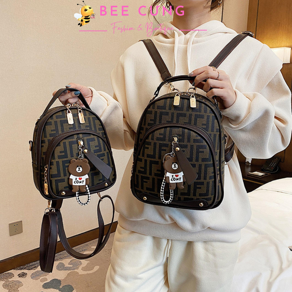 Balo mini nữ, balo mini da B5960  3 ngăn phong cách hàn quốc trẻ trung tặng kèm quà free ship Bee cưng