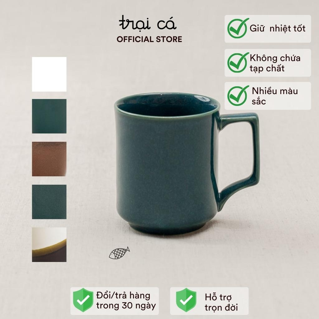 Cốc Tách Dáng Thẳng Có Quai Decor Uống Trà, Cà Phê, Sinh Tố, Quà Tặng TRẠI CÁ HOME - Xưởng Sản Xuất Gốm Chinh