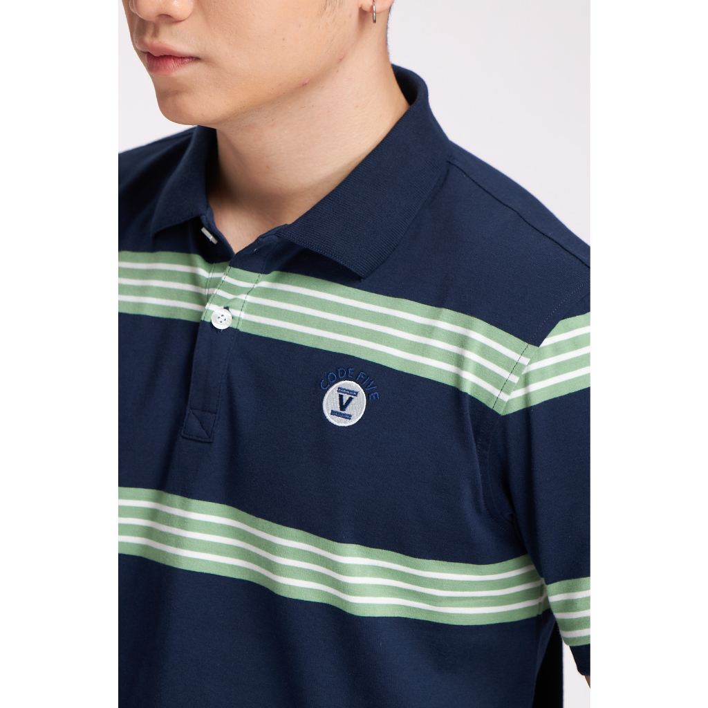 Áo POLO Nam Regular Fit 06259 Sọc Cách Điệu, Chất Vải Cotton Thấm Hút Tốt